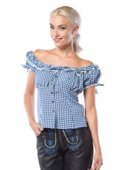 Camisa Oktoberfest Azul Y Blanca Para Mujer