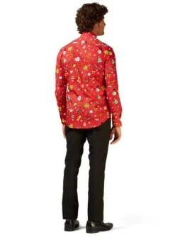 Camisa Navideña Roja "Doodle Red" - Opposuits -Funidelia camisa de christmas doodle red opposuits para hombre 1