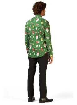 Camisa Navideña Verde "Santaboss" - Opposuits -Funidelia camisa de papa noel opposuits para hombre 2