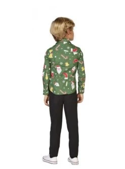 Camisa Navideña Verde "Santaboss" Para Niño - Opposuits -Funidelia camisa de papa noel opposuits para nino 1