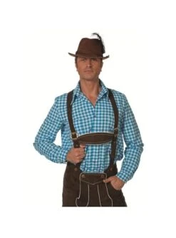 Camisa Tirolesa Azul Oktoberfest Para Hombre