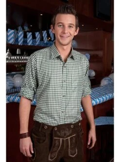 Camisa Tirolesa Verde Para Hombre