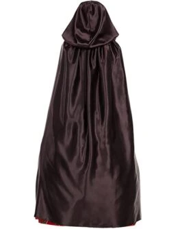 Capa Negra De Raso Con Capucha -Funidelia capa negra de raso para adulto 1