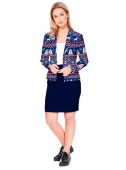 Chaqueta Navideña Azul Para Mujer - Opposuits