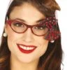 Gafas Años 50 Con Brillantes Y Lazo Rojo Para Mujer -Funidelia gafas con brillantes y lazo rojos para mujer