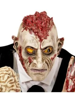 Máscara De Zombie Con Las Ideas Al Aire Para Adulto