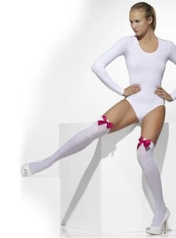 Medias Blancas Con Lazos Rosas