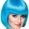 Peluca Corta Azul Celeste Para Mujer -Funidelia peluca corta azul celeste para mujer