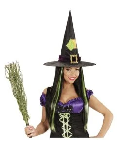 Peluca De Bruja Con Mechas Verdes