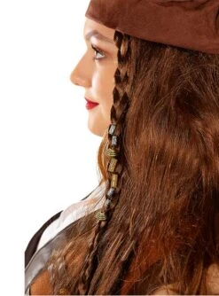 Peluca De Pirata Marrón Para Mujer -Funidelia peluca de pirata marron para mujer 1 3