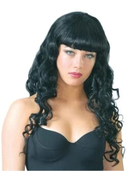 Peluca De Rizos Ondulada Y Negra