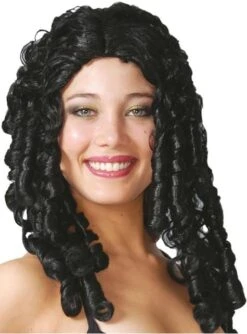 Peluca De Tirabuzones Largos Negra
