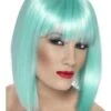 Peluca Turquesa Neón Con Flequillo -Funidelia peluca glamurosa aqua neon con flequillo