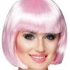 Peluca Rosa Palo Media Melena Con Flequillo Para Mujer -Funidelia peluca rosa palo media melena con flequillo para mujer