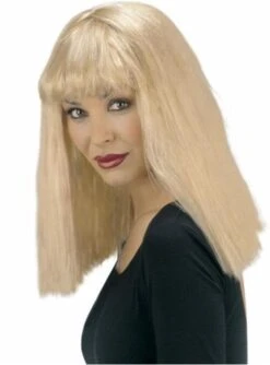 Peluca Rubia Corte Recto Con Flequillo