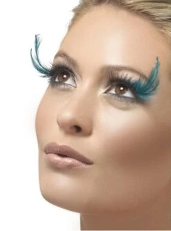 Pestañas Con Plumas Color Turquesa