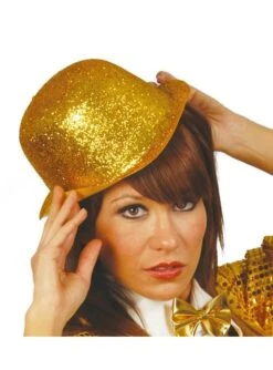 Sombrero Bombín De Escarcha Oro
