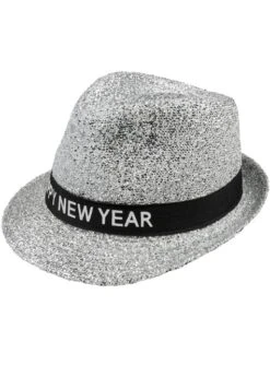 Sombrero Plateado Happy New Year Para Adulto